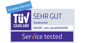SEHR GUT vom TÜV Saarland für unseren Schaden-Service