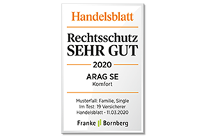Handelsblatt: ARAG Rechtsschutz "Sehr gut" Handelsblatt: ARAG Rechtsschutz "Sehr gut"
