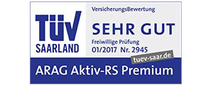 Der TÜV Saarland hat den Premium-Tarif des Aktiv-Rechtsschutzes für Selbstständige mit „sehr gut“ ausgezeichnet